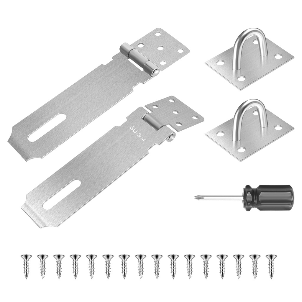 Padlock Hasp and Staple 2 Sets Shed Lock Shed Door Lock with Screwdriver Hasp Lock Latch L