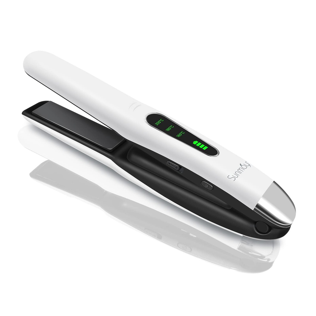 SUNMAY 2-in-1 Cordless Hair Straightener and Curler, Cordless Travel Flat Iron, Rechargeabl