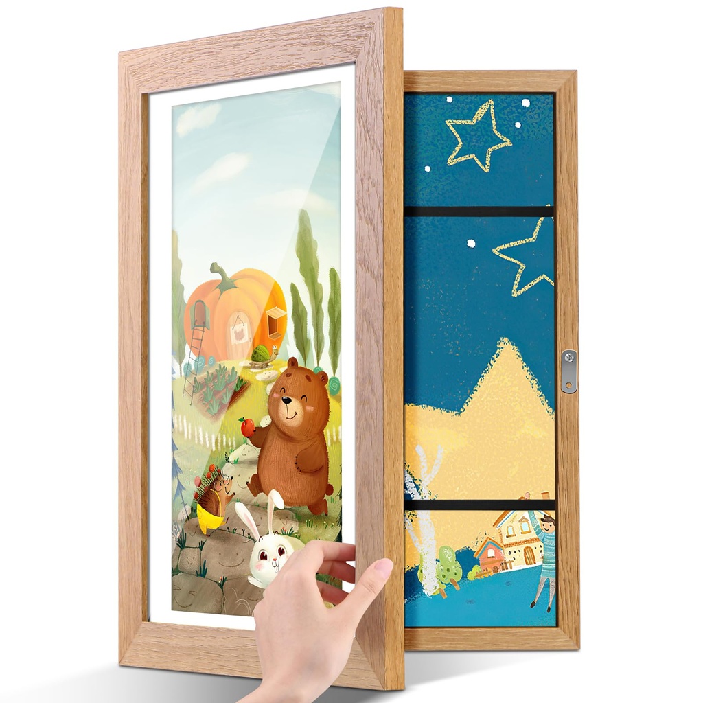 Picture frame for childrens artwork - A3 Kids Artwork Display Frame Front Opening 34X46 cm,