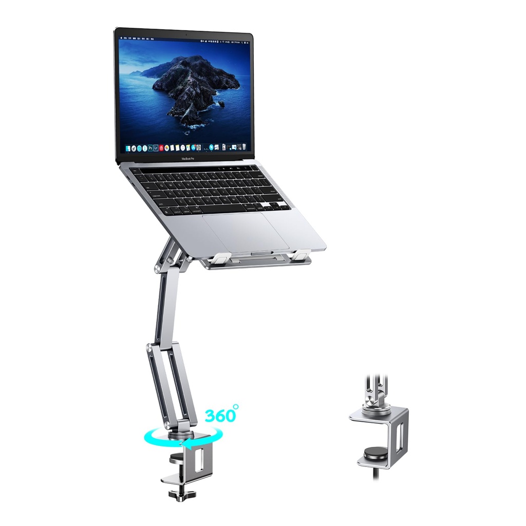 nediea Laptop Stand Mount for Desk, Laptop Arm Mount with 360Ã‚Â° Rotatable, Aluminum Table