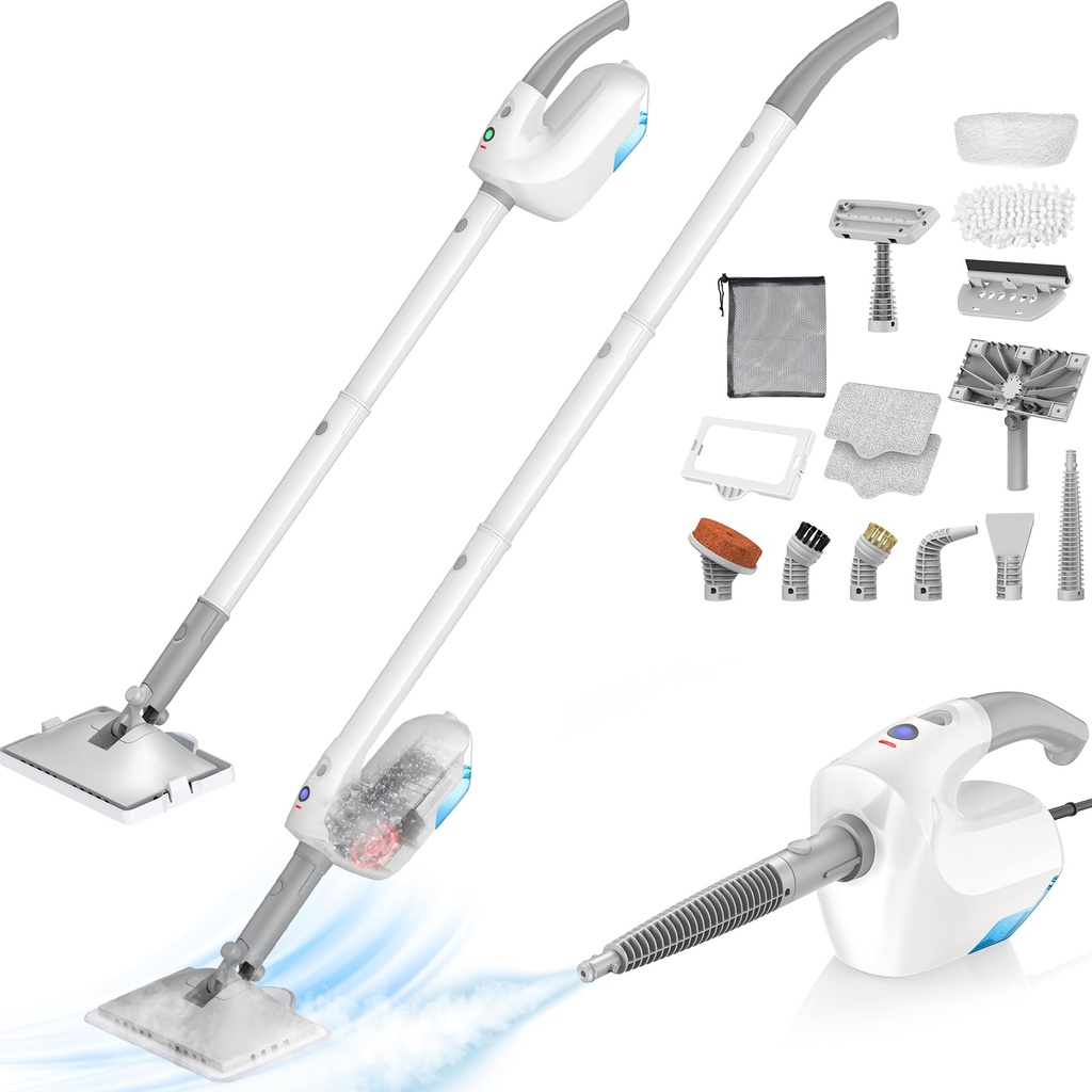 10-in-1 Steam Mop with Detachable Handheld Steamer, Multi & Up Steamer for Cleaning with 35