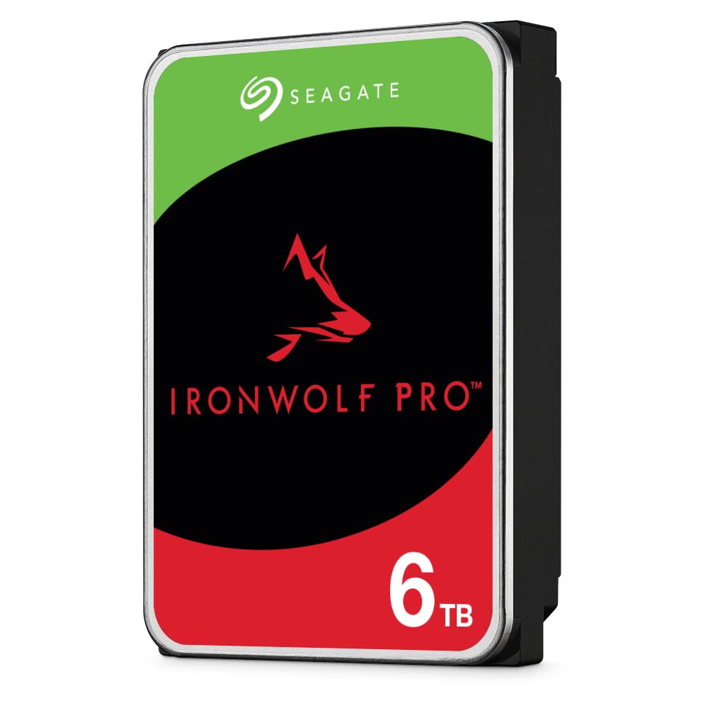 Seagate IronWolf Pro, 6 TB, NAS Internal Hard Drive, CMR 3.5 Inch, SATA 6 Gb/s 7,200 RPM, 2