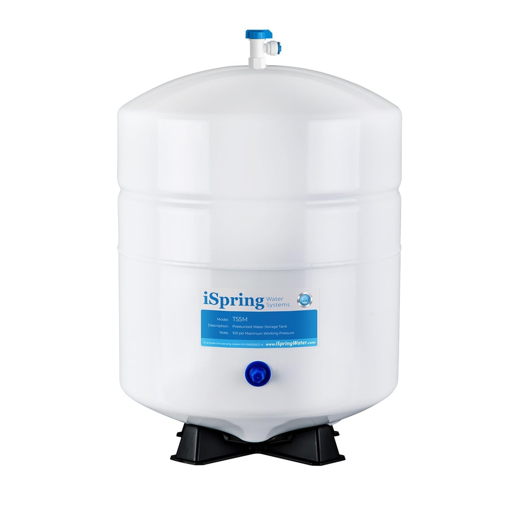 iSpring T55M 5.5 Gallon Residential Pre-Pressurized Water Storage Tank for Reverse Osmosis