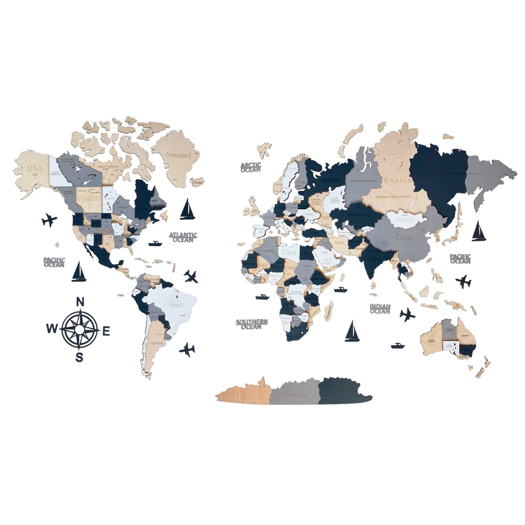 WoodLeo Wooden World Map 3D Art Large Wall Decor - Size (M, L, XL) Any Occasion Gift Idea -