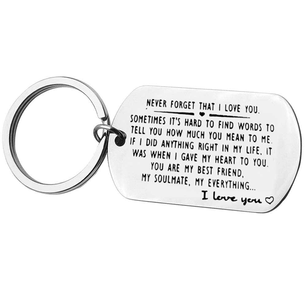 Valentines for Couple Keyring Gifts for Husband Wife Girlfriend Boyfriend Never Forget Tha