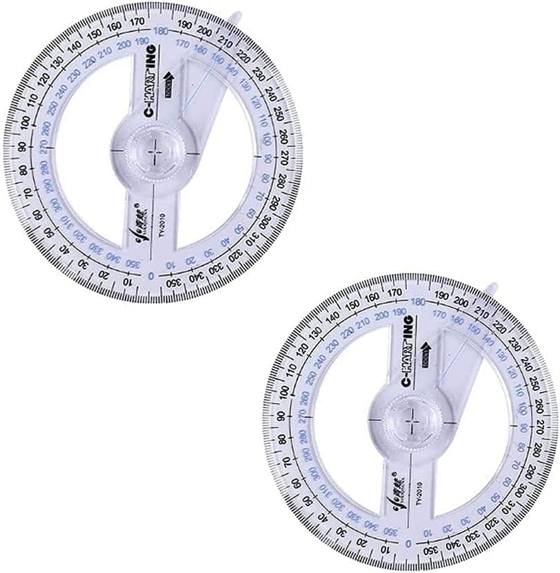 2PCS 360 Degree Angle Measure Circle Protractor 360 Degree Protractor for School Classroom