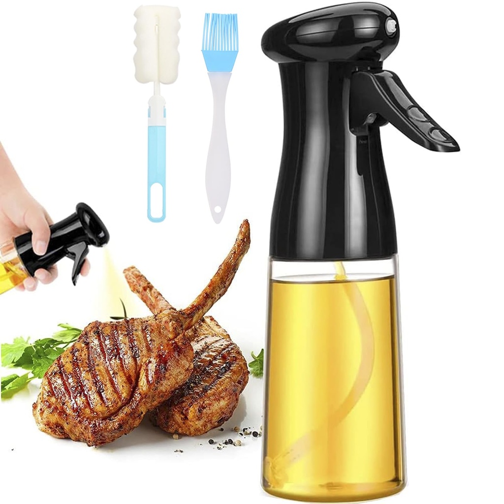 ACEMOOW Oil Spray Bottle 200ml, Refillable Transparent Olive Oil Sprayer Dispenser 