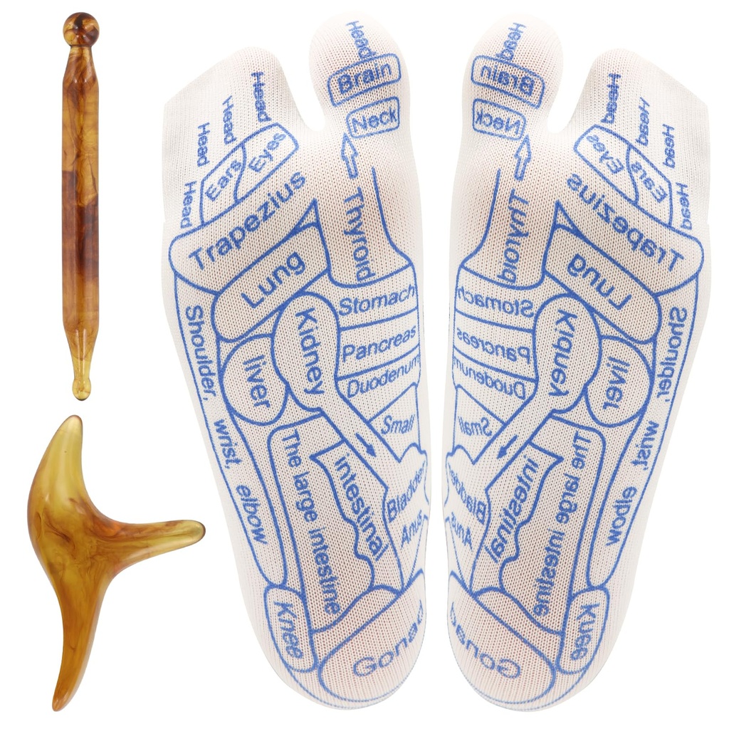 Foot Massage Reflexology Socks with 2 Trigger Point Massage Tool, Acupressure Pressure Point