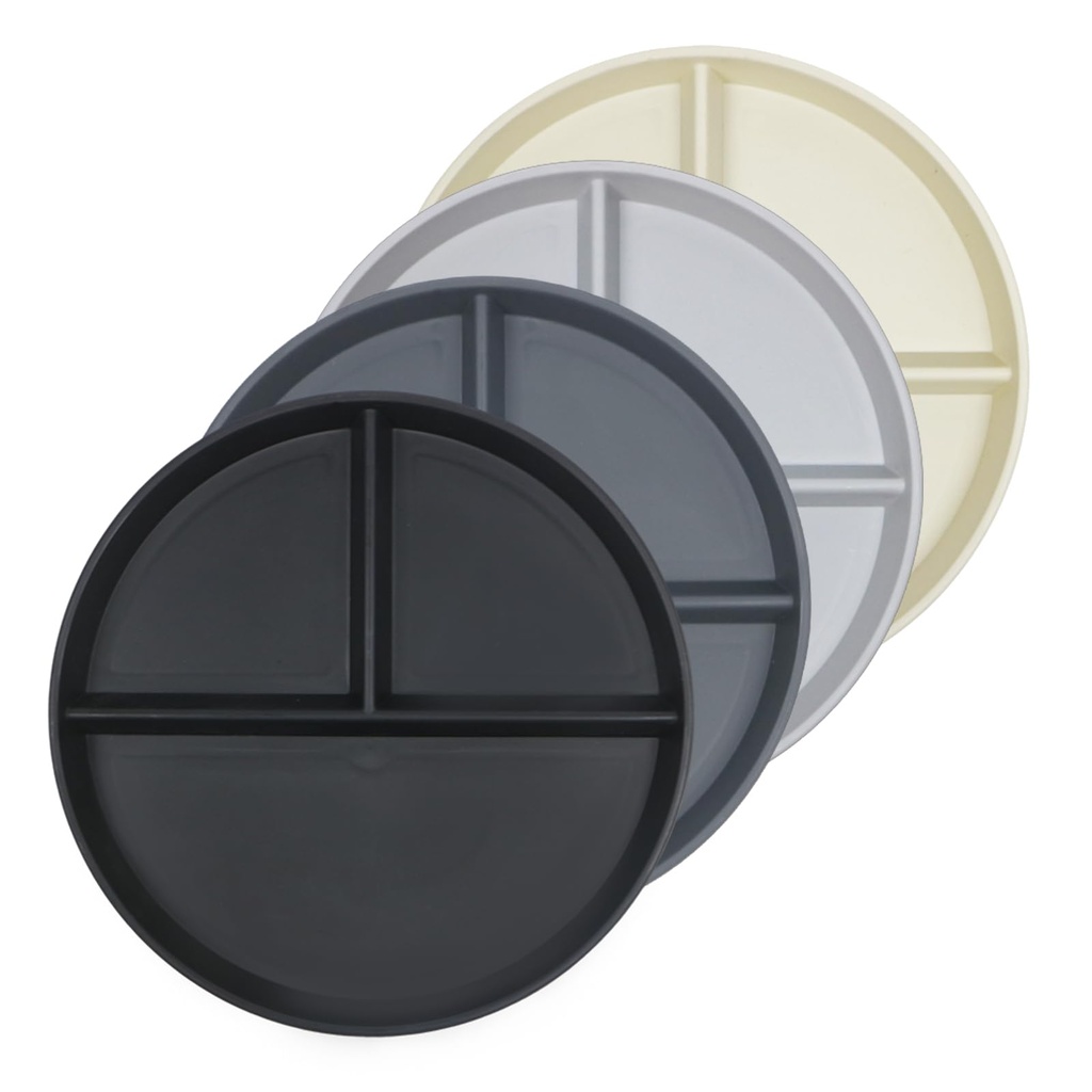 greenandlife Unbreakable Plastic Dinner Plates, 9 inch Portion Control Plates, 4Pcs Reusab