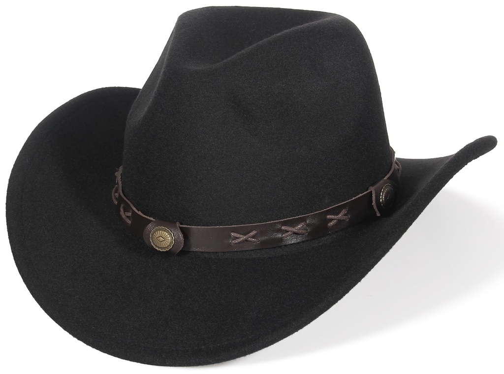 EOZY Wool Felt Cowboy Hats for Men Women Western Cowgirl Hat Shapeable Brim Cowboy Hat with