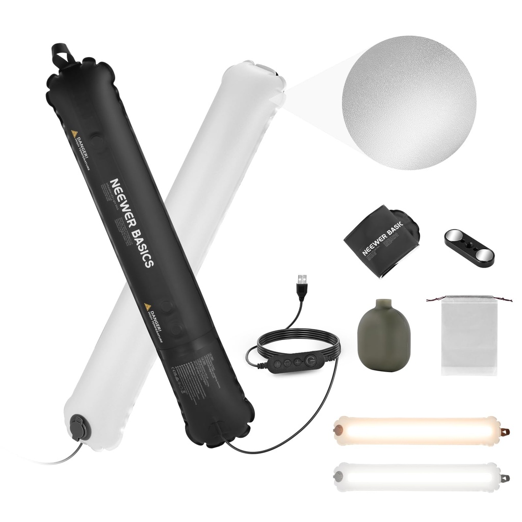 NEEWER BASICS 10W Handheld LED Fill Light 23.6"/60cm, Bi Color Portable Inflatable TPU Tube