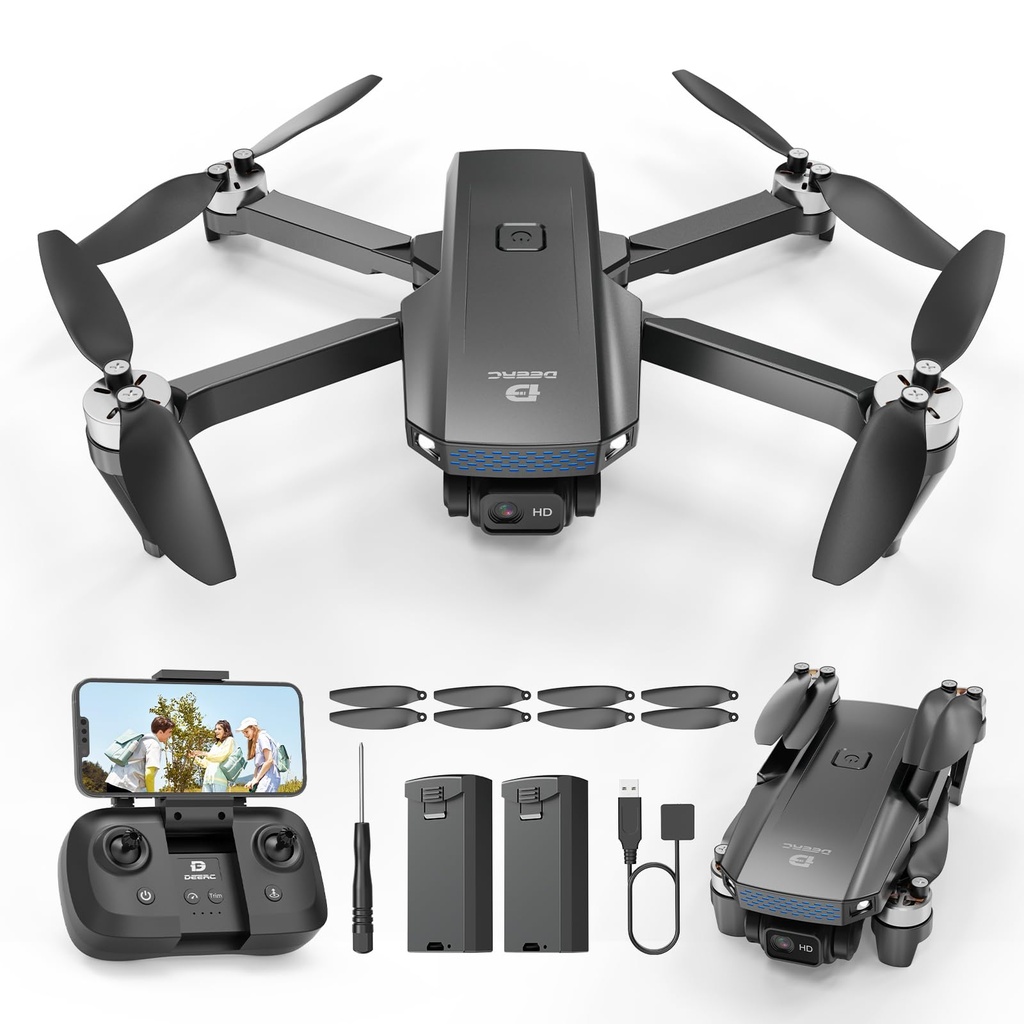 DEERC Drone with Camera 1080P, D20S Mini Drones for Kids Adults Beginner; Foldable RC