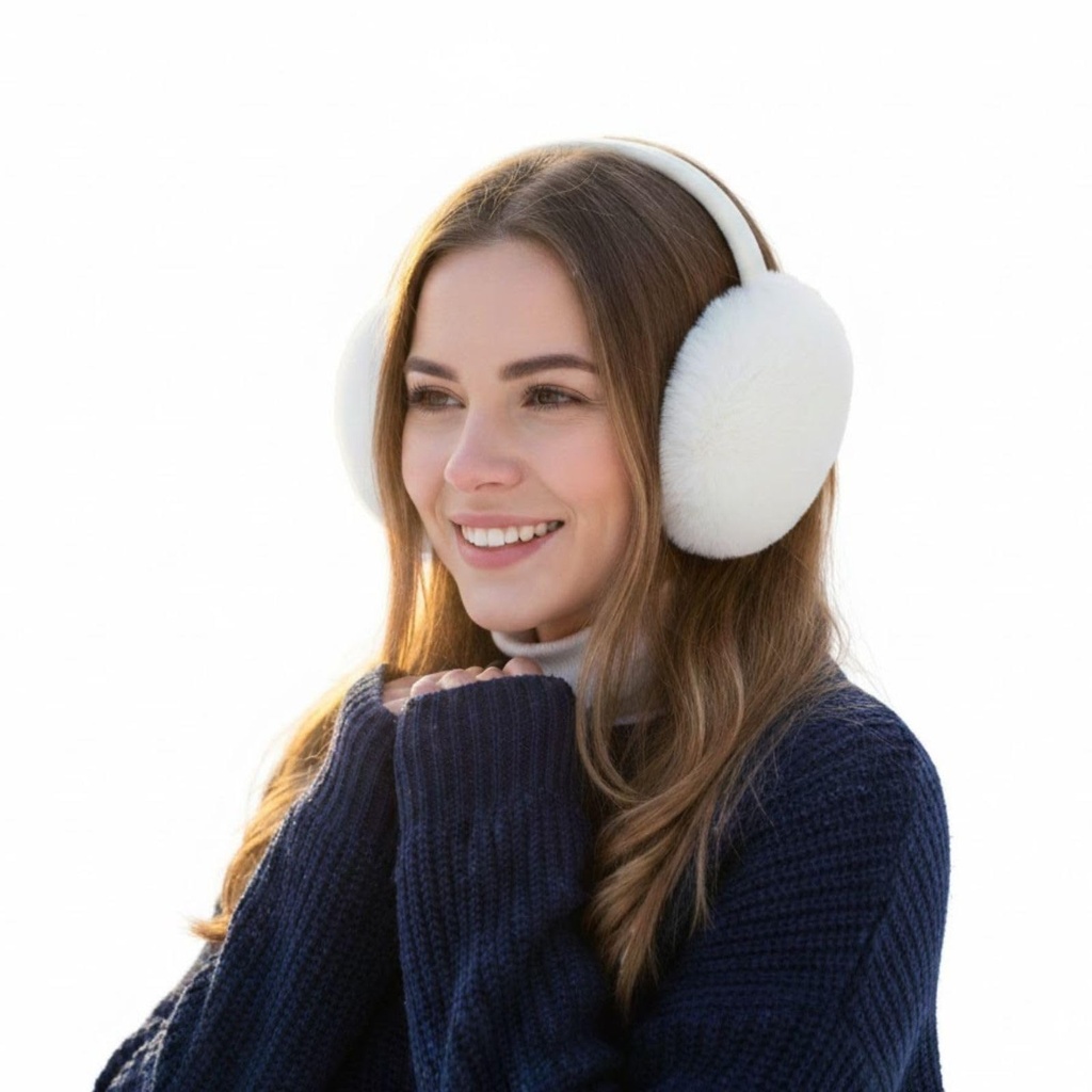 Airmoon Ear Muffs for Women - Winter Ear Warmers - Soft & Warm Cable Knit Furry Fleece Earm