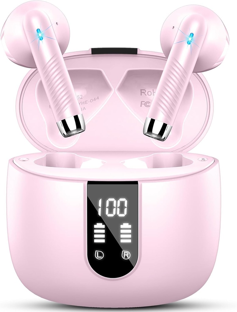 Wireless Earbuds, Bluetooth 5.4 Headphones in Ear 2025 Wireless Earphones with 4 ENC Mic, M