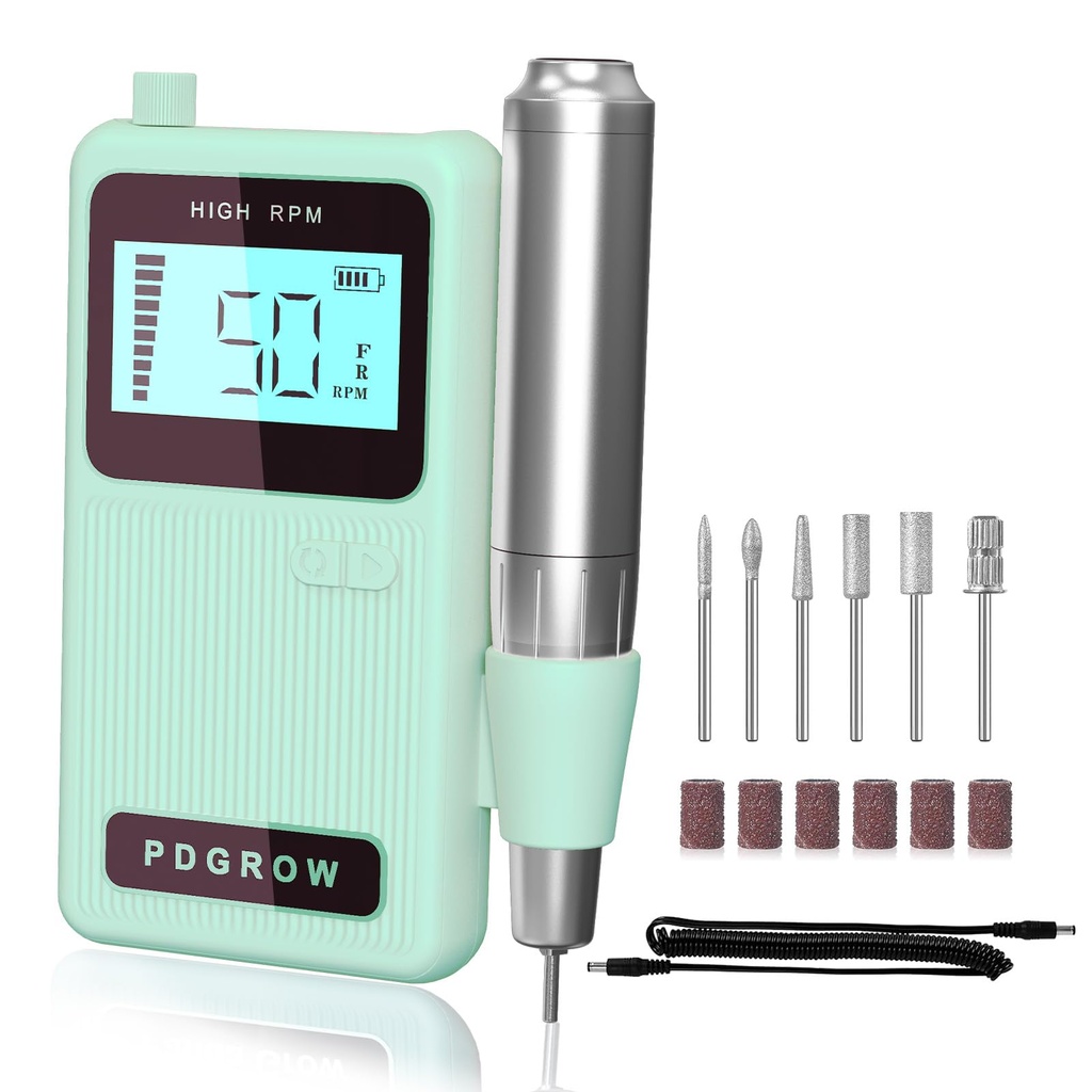 PDGROW Electric Nail Drill, 50000RPM Professional Cordless Electric Nail Files, Portable