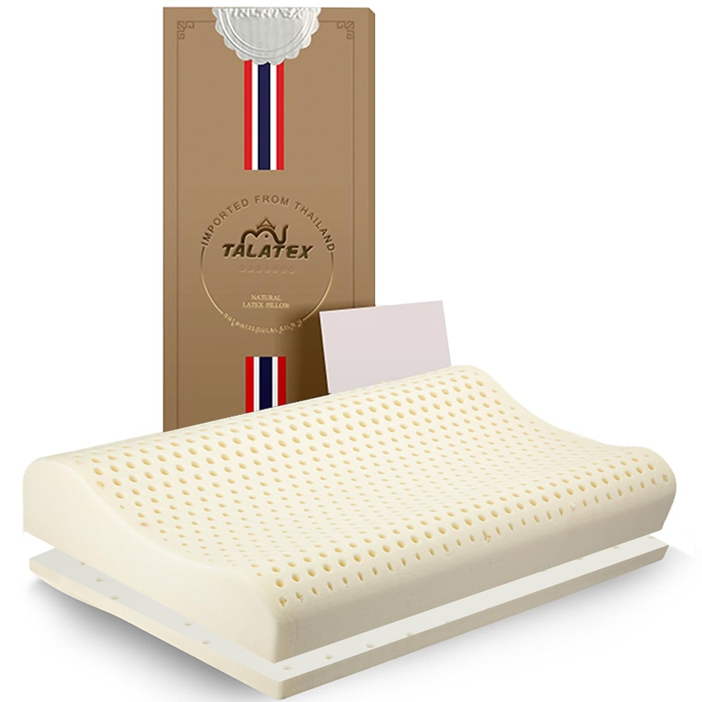 Talatex Ergonomic Latex Pillow for Neck & Shoulder Pain Relief | Adjustable Natural Dunlop