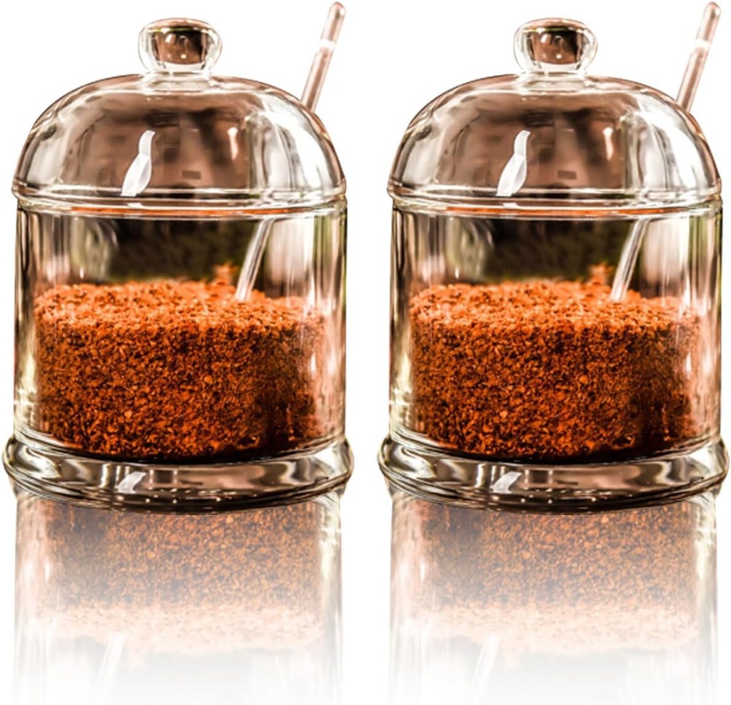 Seasoning Storage Container, Spice Jars with Lids and Spoon, Transparent Spice Containers G