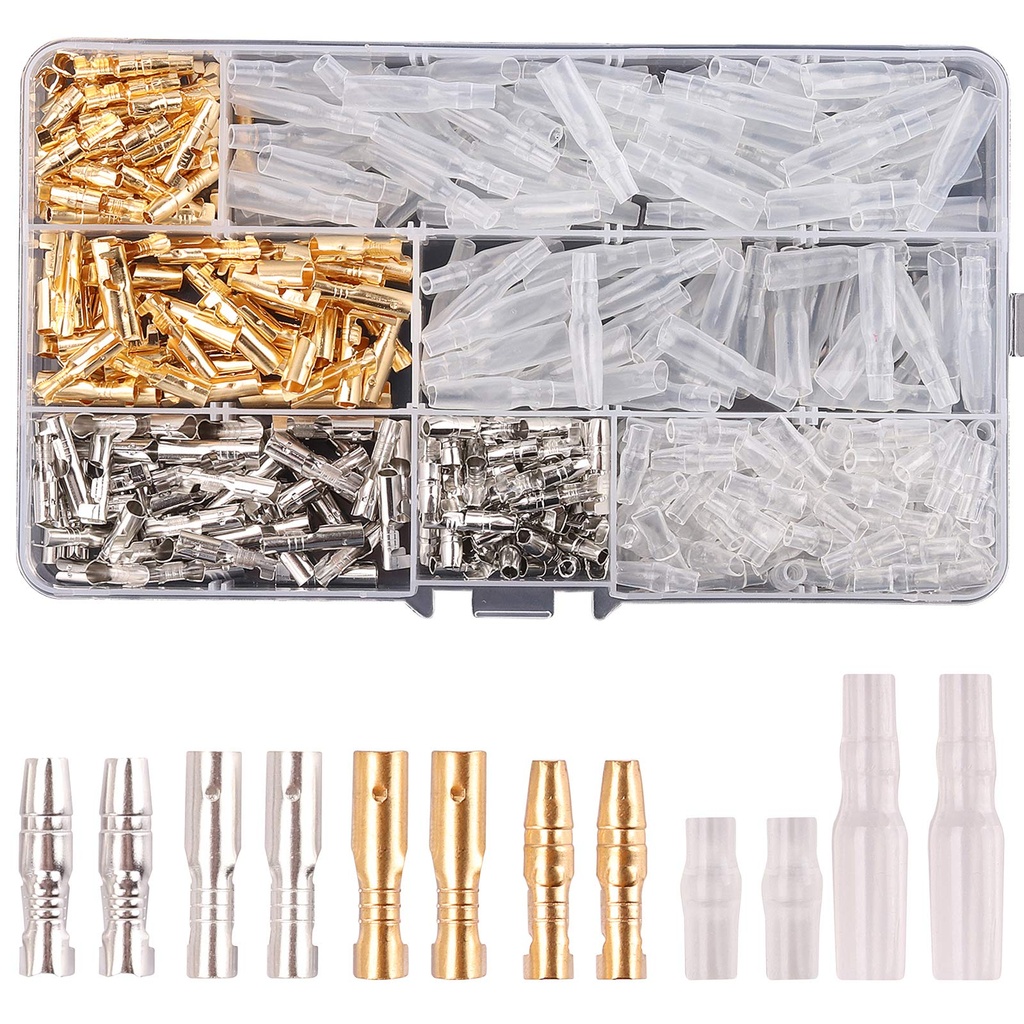 Rantecks 480PCS 3.9mm Bullet Connectors Kit Brass Bullet Male & Female Wire Terminals Conne