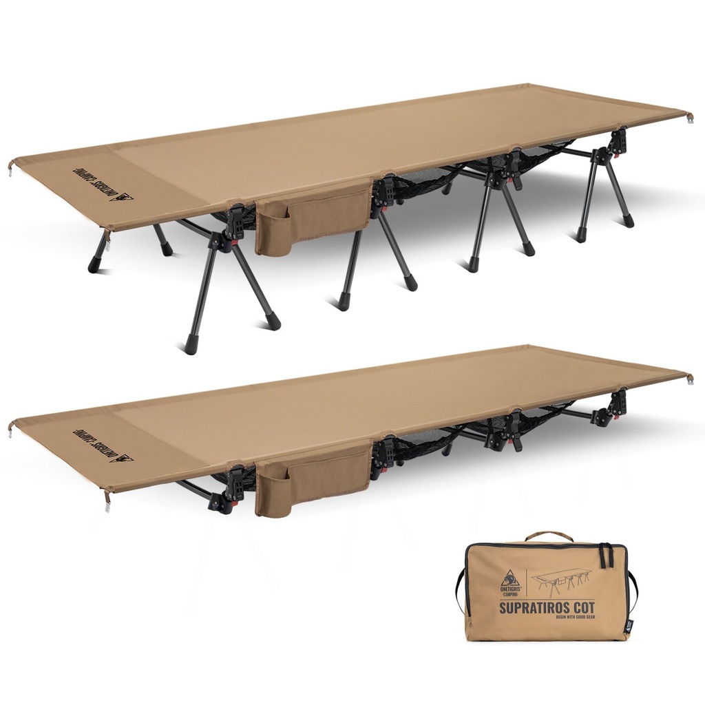 ONETIGRIS SUPRATIROS Extra Large Camping Cot, Height Adjustable Oversized Sleeping Cot