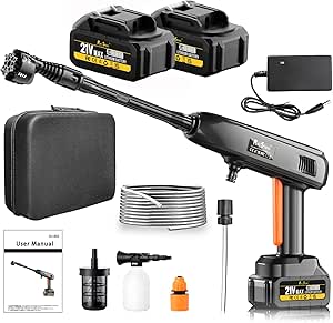 Portable Cordless Pressure Washer - 2 Pack Batteries 1200PSI 336l/h Cordless Power Washer 