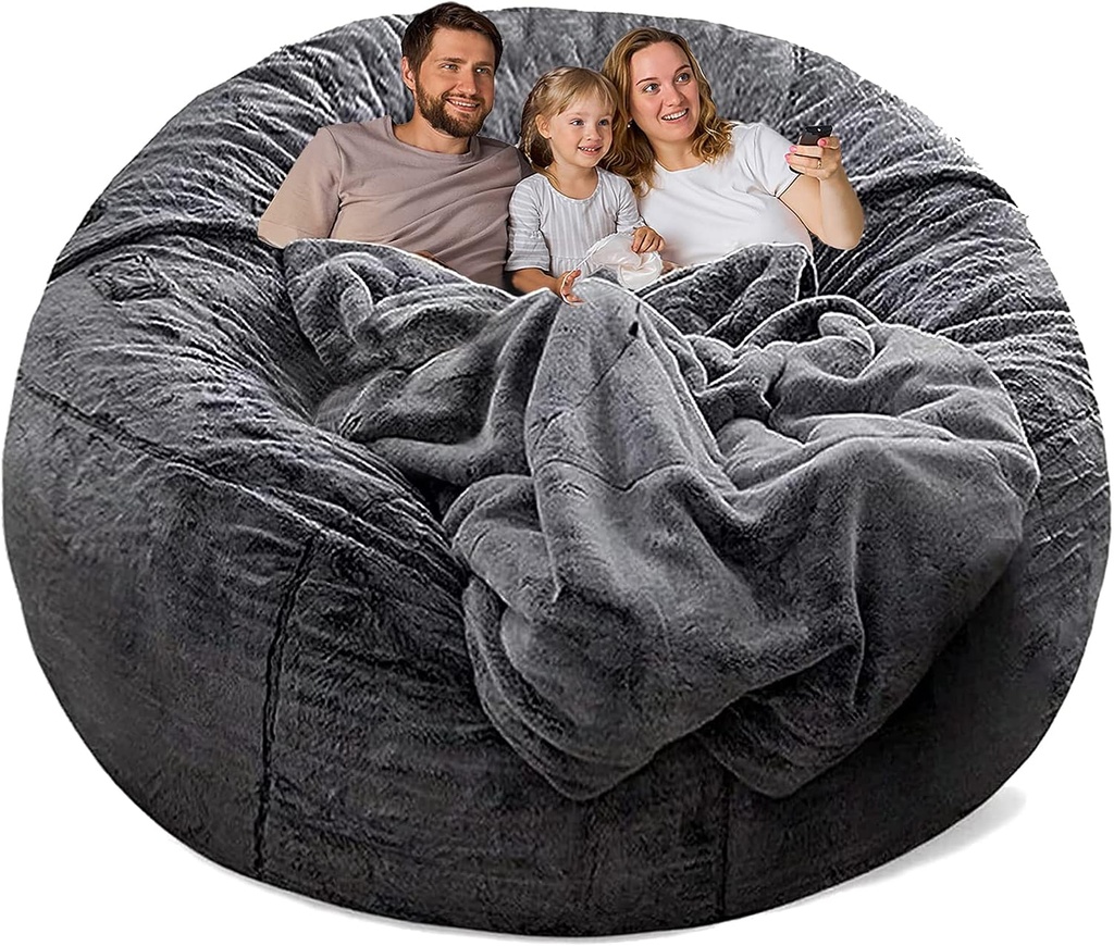 YudouTech Bean Bag Chair Cover Without Filler, Big Round Soft Fluffy PV Velvet Washable Bean