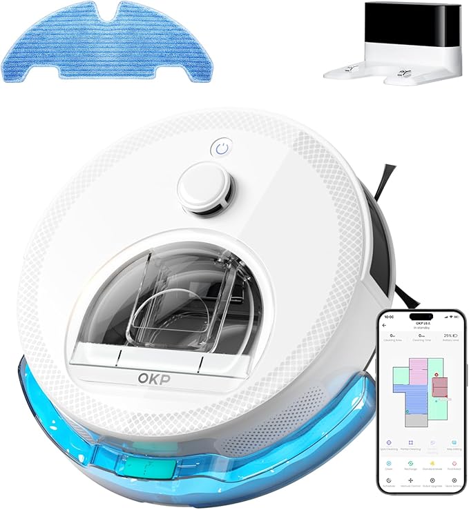 OKP Robot Vacuum Cleaner with Mop, 6000Pa Ultra Strong Suction Robotic Vacuum, dToF Laser 