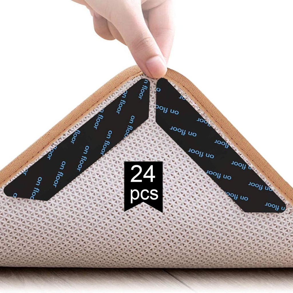 Adispotg Rug Gripper, 24 Pcs Double Sided Anti Curling Carpet Grippers underlay, Washable