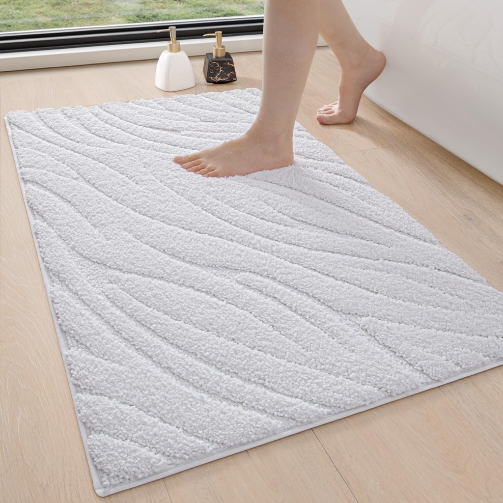 DEXI Absorbent Bath Mat 44 x 76 cm, Soft Bathroom Mats with Non Slip Backing, Machine Wash