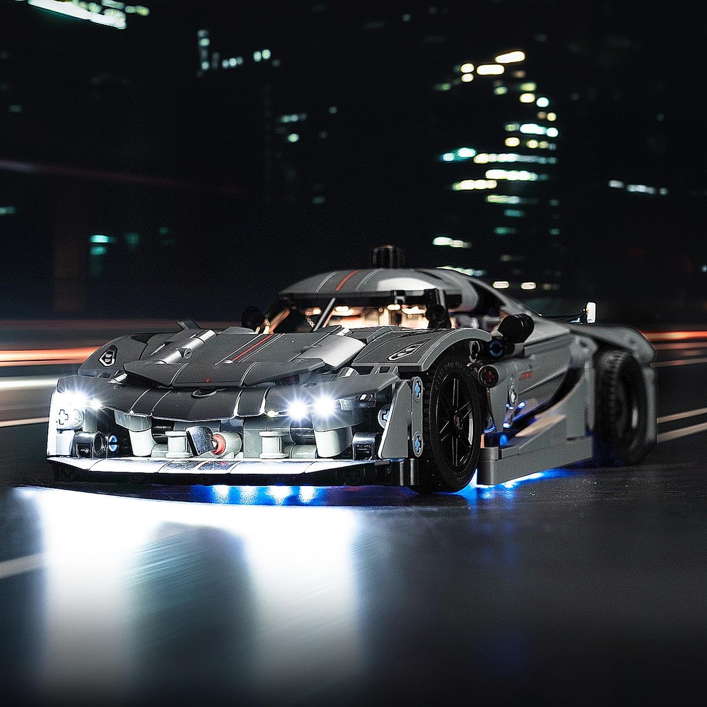 Light Kit for Lego Koenigsegg Jesko Absolut Grey Hypercar, Lighting Set for Lego 42173 Tech