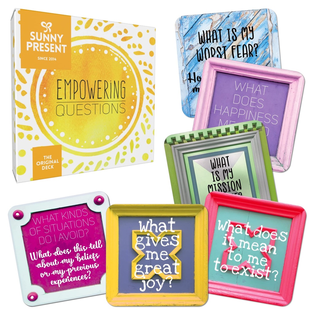 Sunny Present Empowering Questions Cards - 52 Self Care Cards for self-reflection