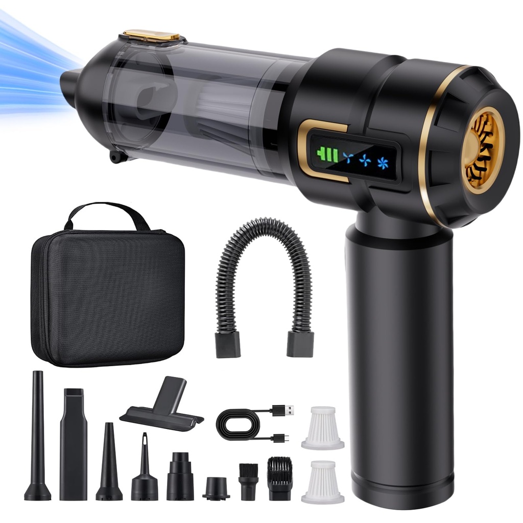 Lyiazsoy Car Vacuum Cleaner Cordless, 27000PA High Power Mini Vacuum Cleaner, Rechargeable 