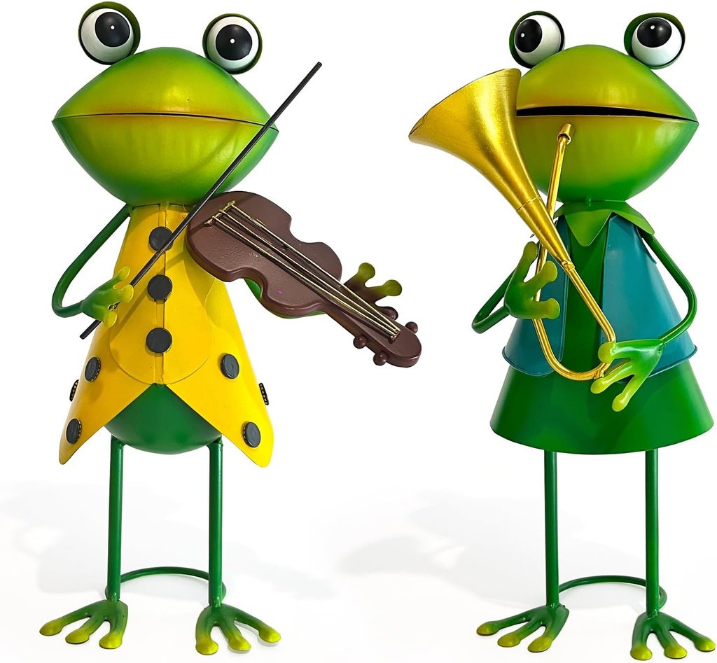 HONGLAND Frog Metal Yard Art - Metal Frog Outdoor Statue - Frog Garden Decorations - 3D 