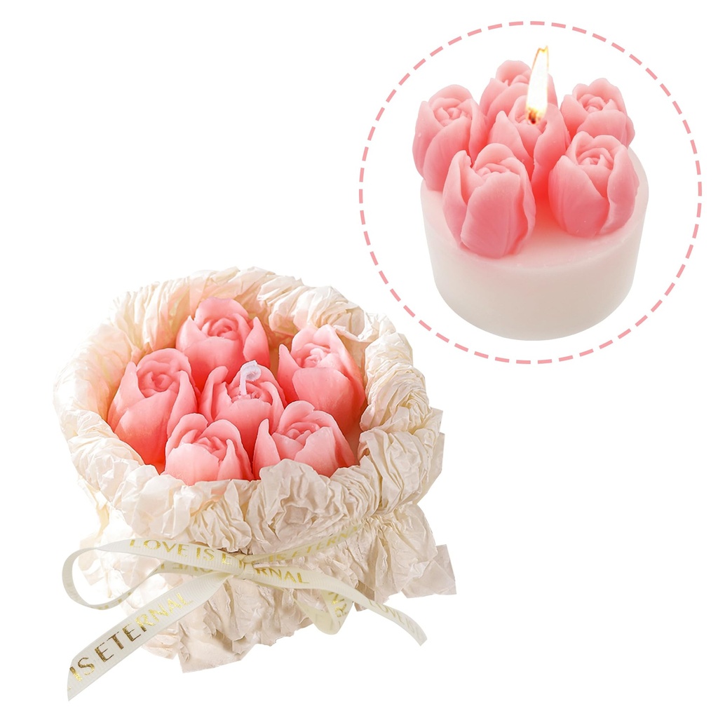 OCYEMY Scented Candles for Home, Pink Candles with 6 Roses, Long Burning Decorative Candle,