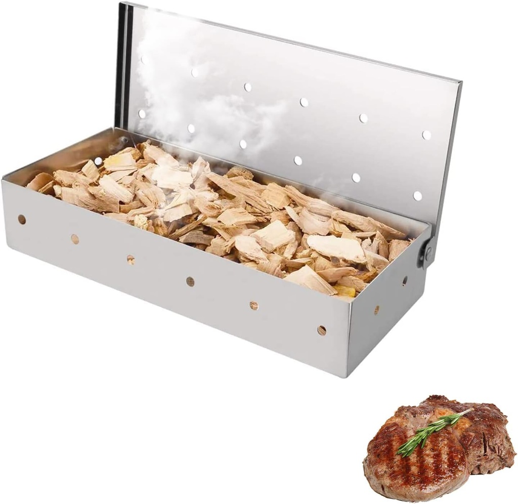 BBQ Barbecue Smoker Box,Stainless steel barbecue smoker box,Suitable for use on, charcoalÃ¯