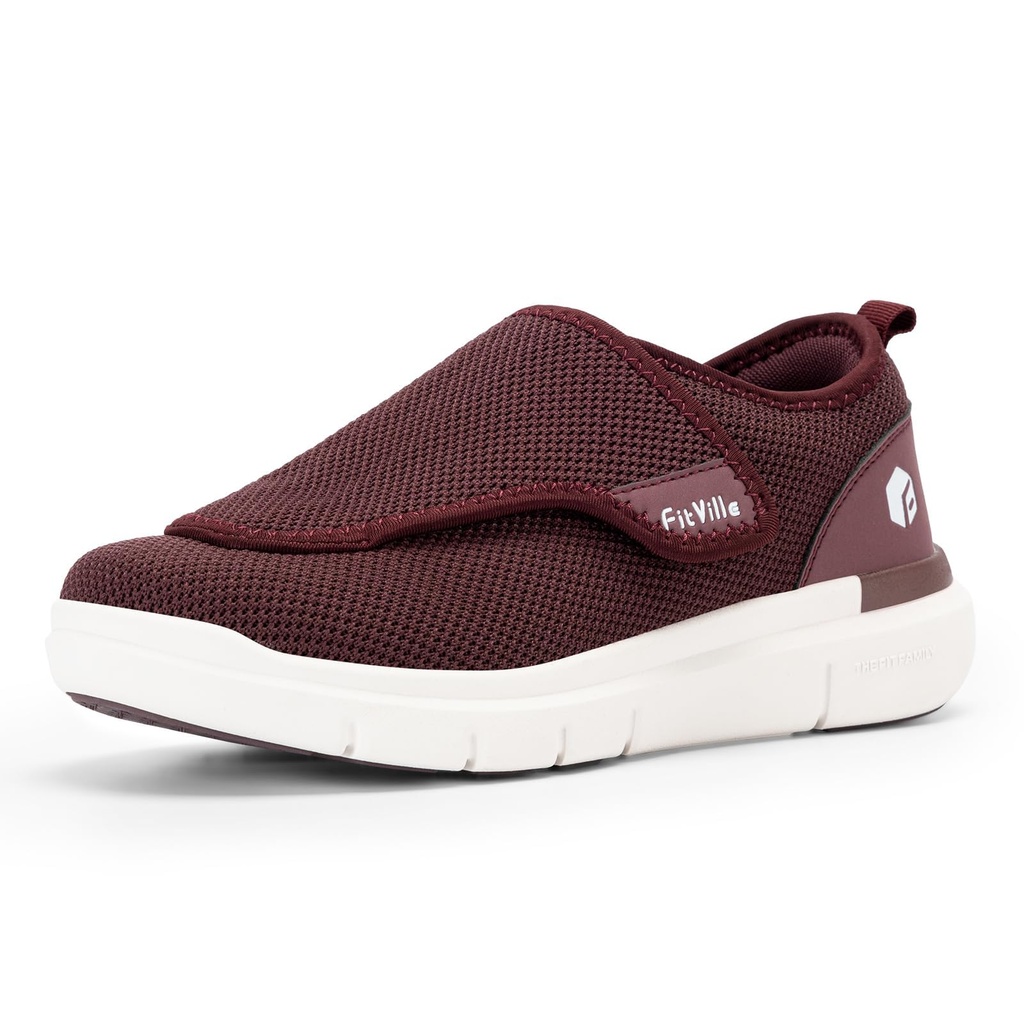 FitVille Womens Diabetic Shoes Extra Wide Fit Trainers, Adjustable Easy Close Orthopedic Sl