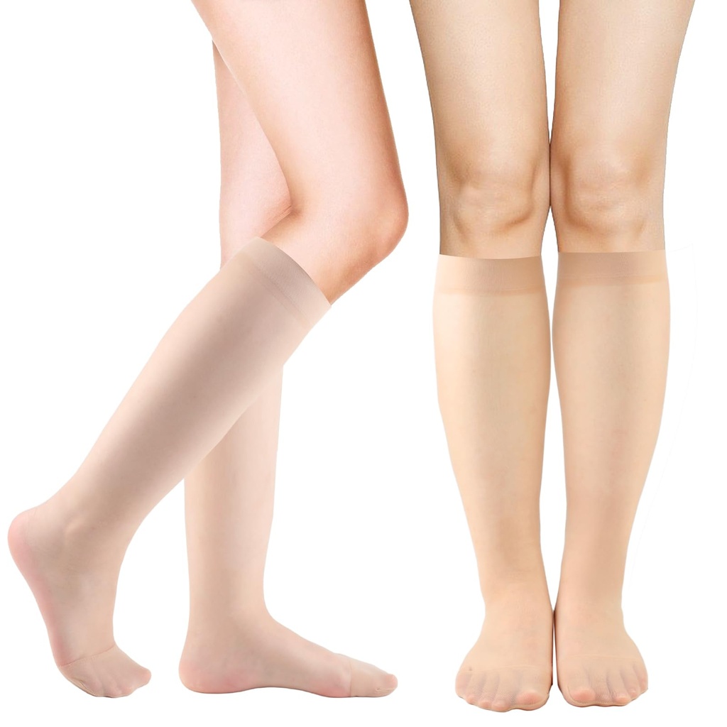 Knee High Socks, 12 Pairs Pop Socks, Sheer Skin Colour Women's Knee Socks, Breathable Thigh