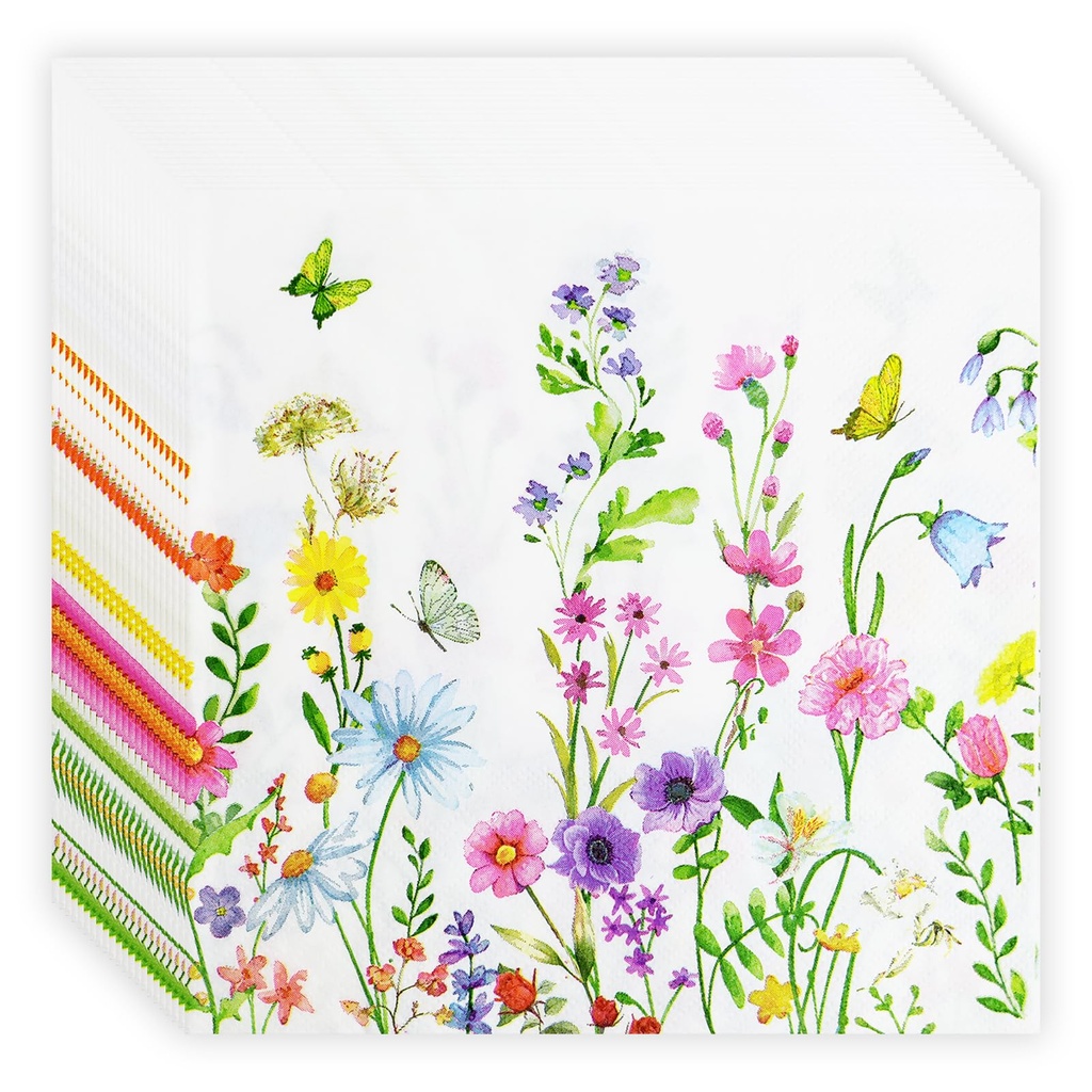 Floral Napkins, 40PCS Soft Floral Paper Napkin 2 Ply Paper Napkins Patterned, Disposable Pa