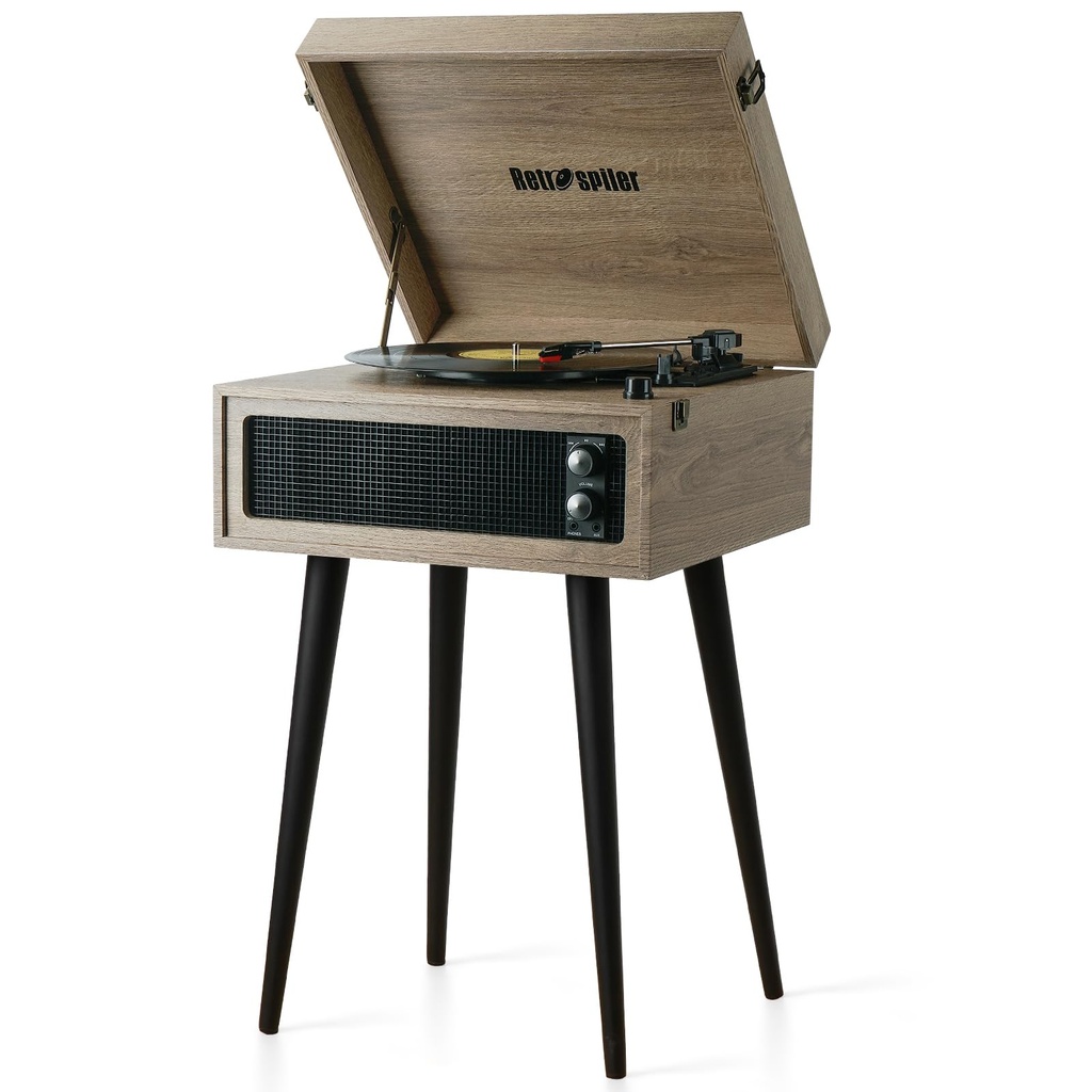 Retrospiler Standing 3-Speed Record Player, Bluetooth Turntable with Built-in Speakers