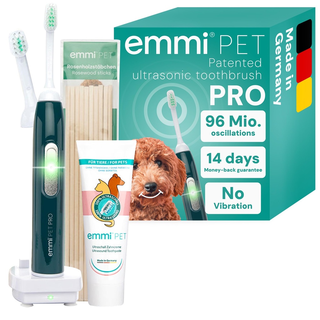 emmi-pet PRO ultrasonic Toothbrush for Dogs - Noiseless Dog & cat Toothbrush 
