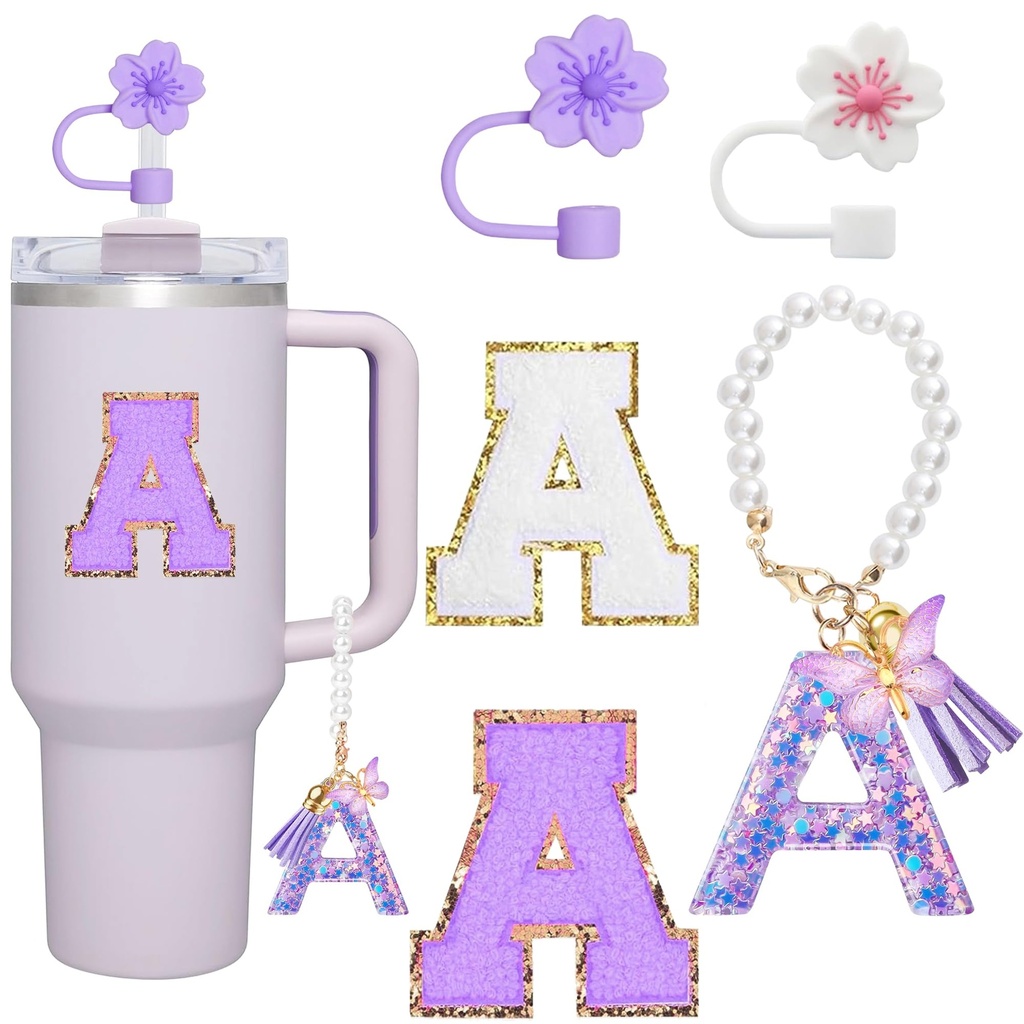 13 Pcs Letter Cup Accessories Set Straw Cover Silicone Boots Compatible with Tumbler 30 oz