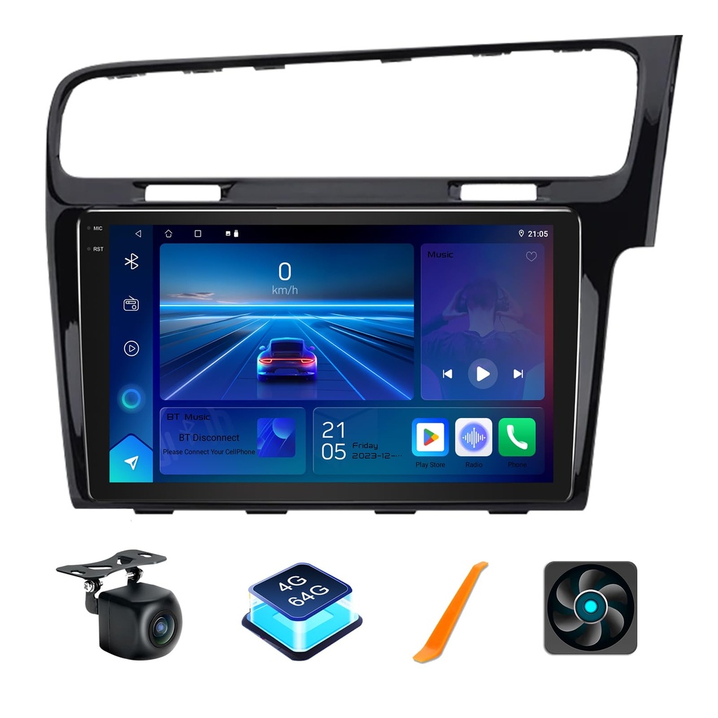 4+64GB Android 13 Car Stereo GPS Navigation for VW Golf MK7 2013-2018, 10.1 Inch QLED 1280x