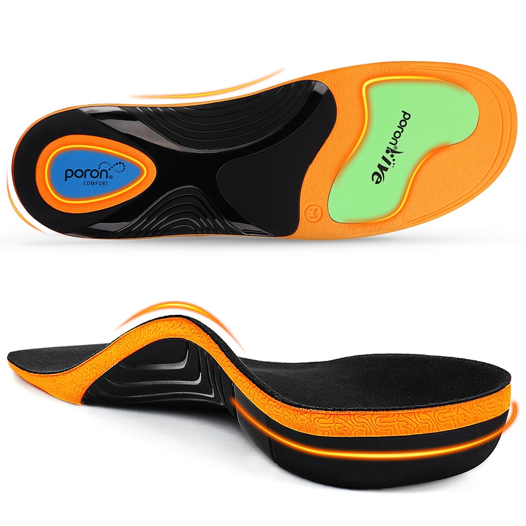 Ailaka Work Boot Insoles for Standing All Day, High Arch Support Insoles for Men Women, Com