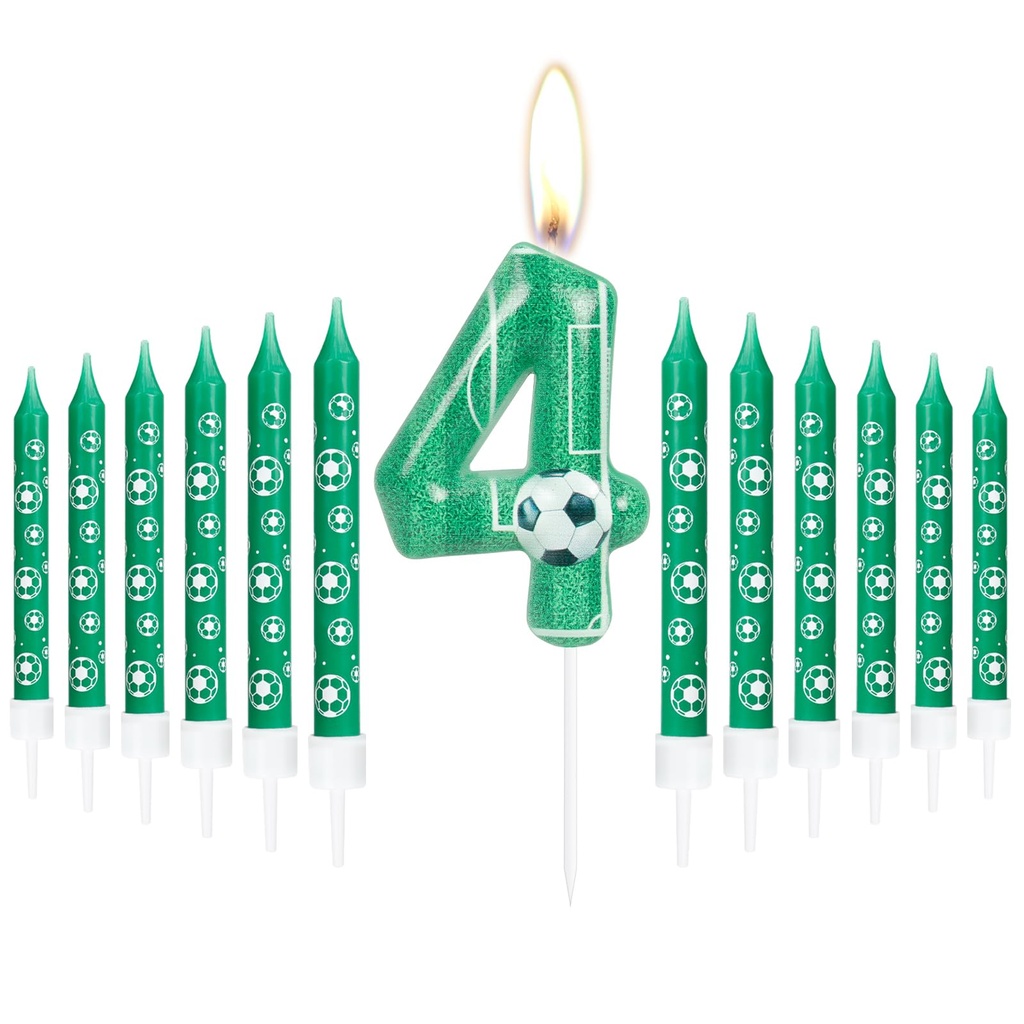 Birthday Number Candles, Football Birthday Number Candles, Green Number Cake Candles with 1