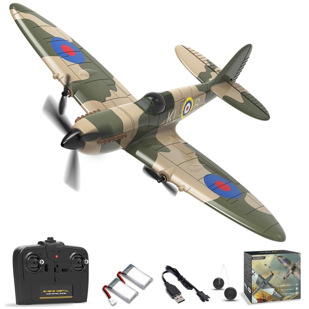 VOLANTEXRC RC Plane, 3CH WWII Spitfire Remote Control Airplane with 2.4GHz 6-axis Gyro Stab