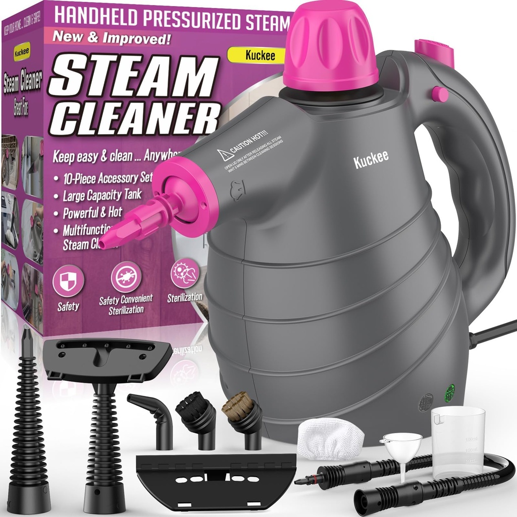 Steam Cleaner, Hand Held Steamer for Home Car, 10 Accessories Carpet Furniture Cleaner Mach