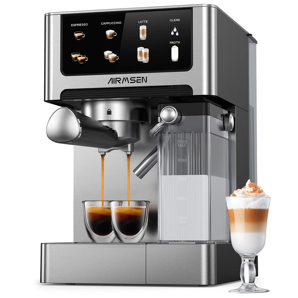 AIRMSEN 20 Bar Espresso Coffee Machine with Automatic Milk Frother -Professional Cappuccino