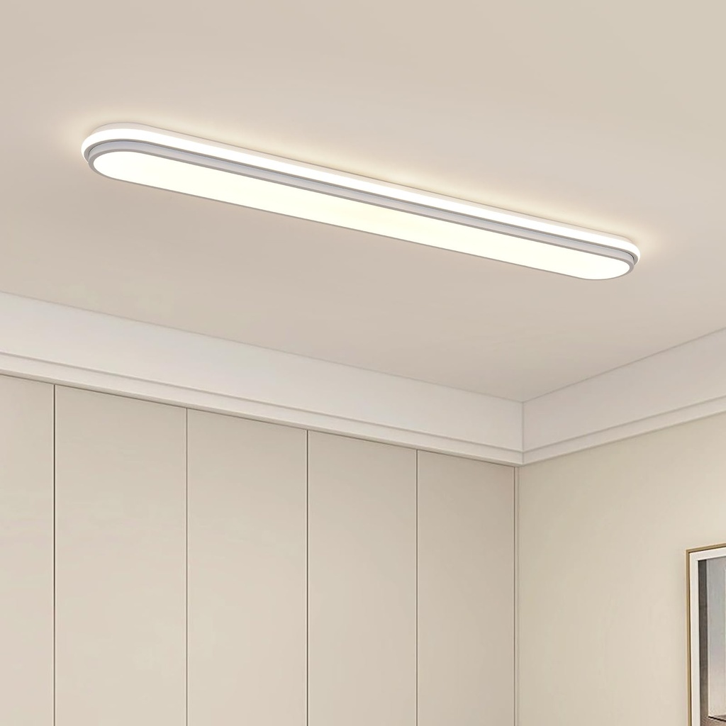 4Ft Smart LED Ceiling Light,Dimmable Modern Metal Linear LED Ceiling Lamp,Flush Mount Wrapa