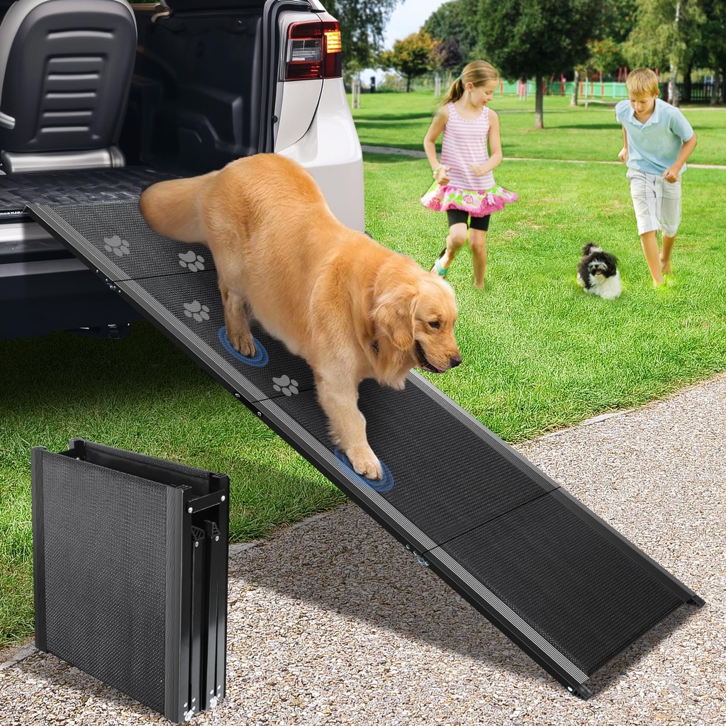 Dog Ramps for Cars, 160CM Dog Ramp for Large Dogs with Anti-Slip Surface, Folding Dog Car R
