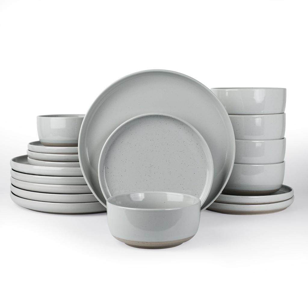 Richmount Milkyway Plates and Bowls Set, 18 Piece Dinner Set, Speckled Stoneware Dinner Set