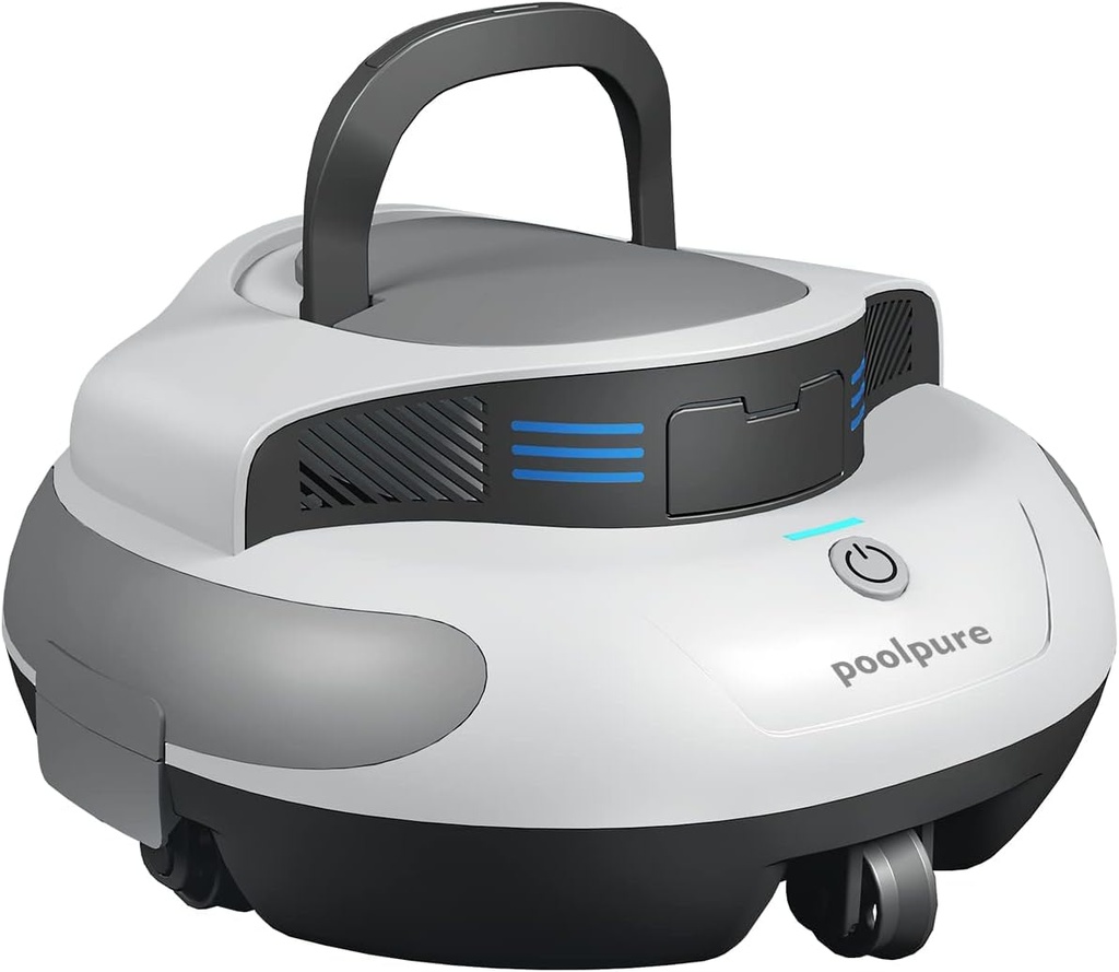 POOLPURE Pool Cleaner, 5000 mAh Battery, Double Motor, LED Indicators, Self-Parking Functio